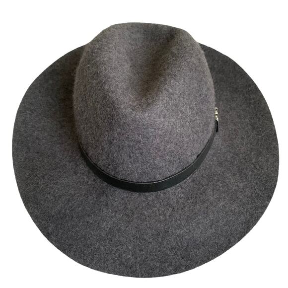 Lucky Brand Charcoal Grey Banded 100% Wool Fedora Medium NWOT - Picture 5 of 8